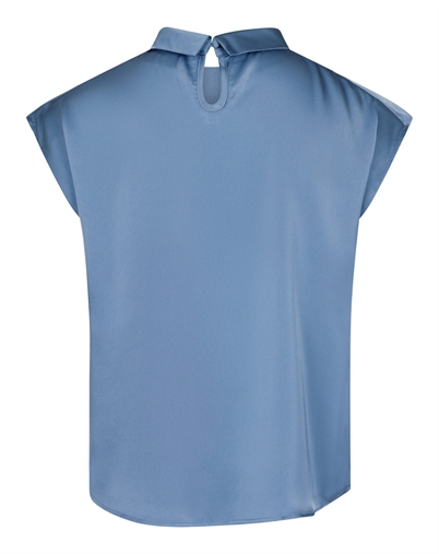 Neo Noir - Fleur Drapy Satin Blouse - Dusty Blue 